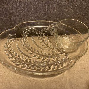 Vtg 1960’s Federal Glass Wheat Pattern Snack/Luncheon Plate & Cup Set .